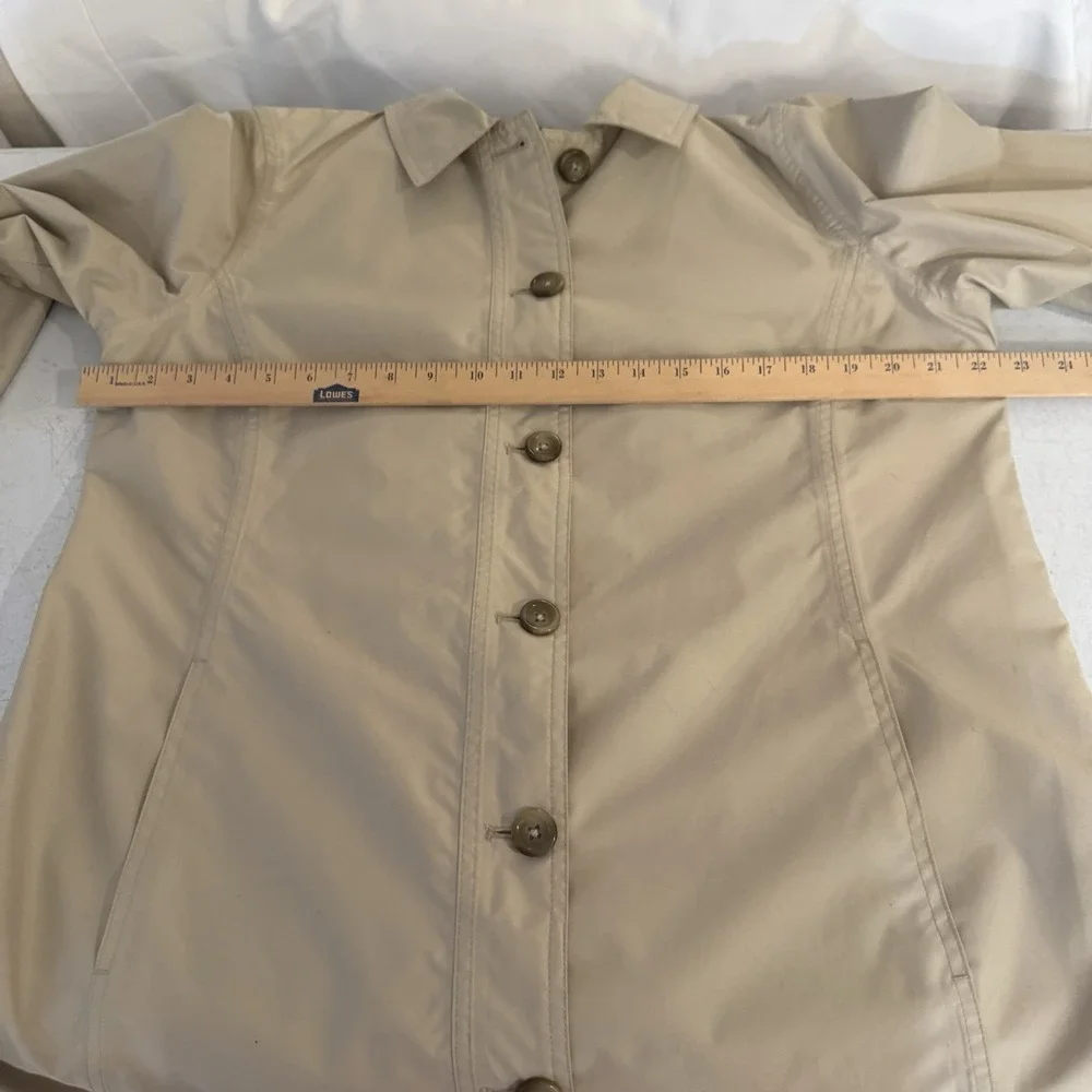 Lands' End Beige Trench Coat with Plaid Lining